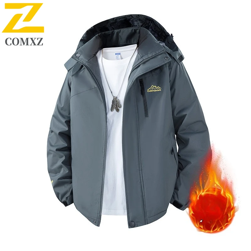 

Мужские зимние куртки с капюшоном, новые ветрозащитные водонепроницаемые уличные приключенческие велосипедные теплые флисовые куртки, дорожный морозостойкий плащ
