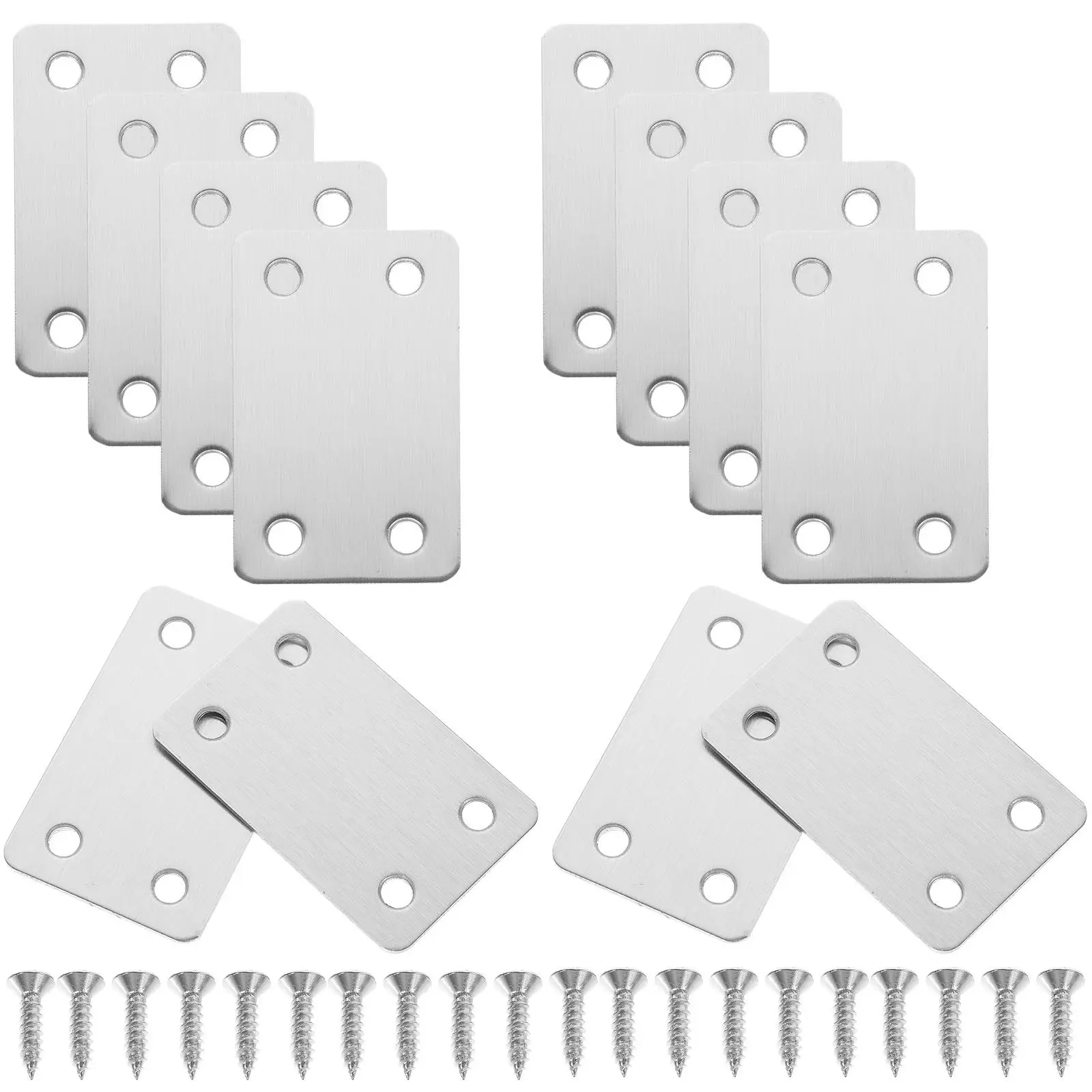 10Pcs Flat Metal Bracket Straight Mending Plate for Wood Joints Connectors Cabinet Shelf Wall Mounting Stainless Steel Plate