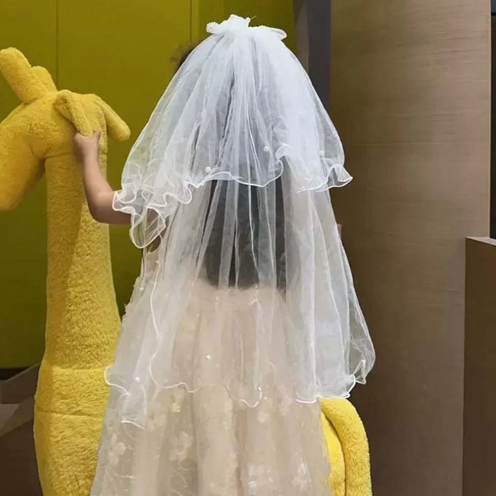 

Подарочная белая заколка для волос с сеткой, бусинами и стразами, свадебный головной убор из тюля для девочек