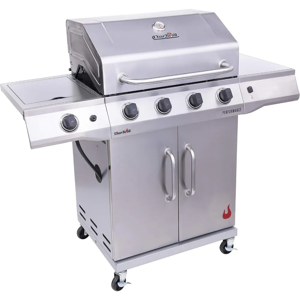 Performance Series Convective 4-Burner with Side Burner Cabinet Propane Gas Grill, Stainless Steel - 463354021