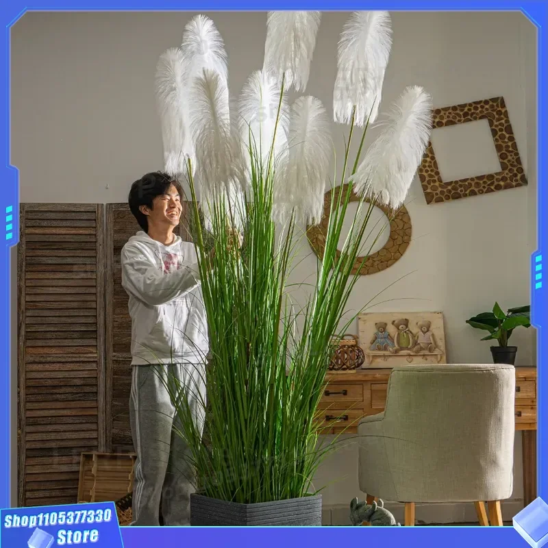 Large Artificial Reed Grass Floor Plant Bionic Fake Tree for Living Room Indoor Greenery Decoration Home Landscaping Ornament