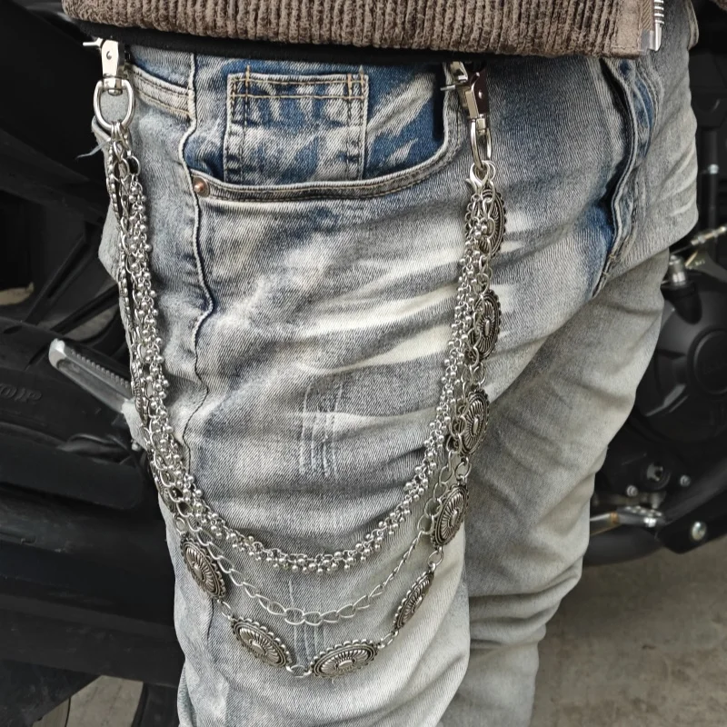 2025 New Model Retro Pants Chain Trendy Men And Hot Girls One\'s Waist Luxury Accessories Three Layers Hip Hop Jewelry Key Chain