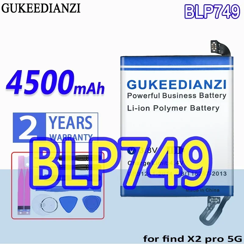 High Capacity GUKEEDIANZI Battery BLP767 BLP749 4600mAh for OPPO find X2 Pro X2Pro 5G bateria