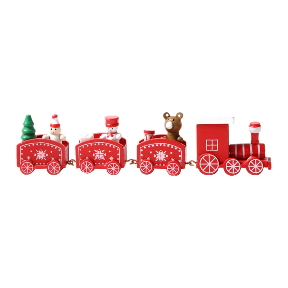 

1pc Wooden Christmas Train Decor Small Train Decoration For Kids Cognitive Xmas Ornament Desktop Holiday Party Display Craft