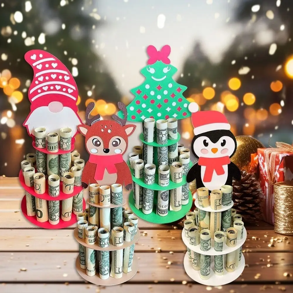 New Wooden Christmas Money Holder Gifts Hanging Ornaments Wallet Cake Rack DIY Cute Money Stand Party Supplies