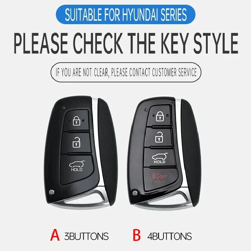 حافظة مفاتيح السيارة الجلدية المصنوعة من سبائك الزنك Hyundai Grand Santa Fe 3DM Ix45 Ix35 Genesis DH Grandeur Azera HG Equus Key Case