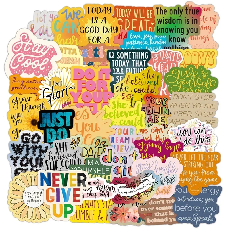 

50PCS Motivational Phrases Sticker Inspirational Life Quotes DIY Laptop Study Room Scrapbooking Graffiti Decals Stickers