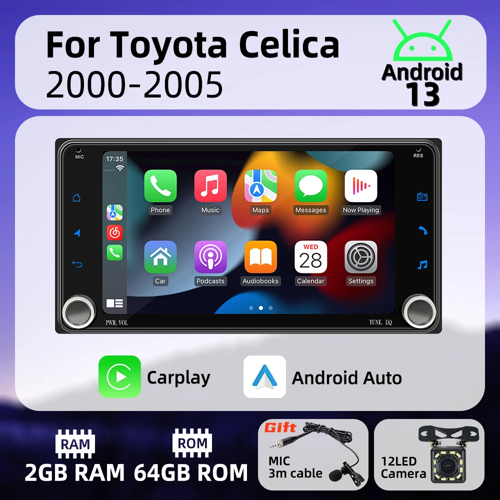 2Din Android Radio Car Multimedia for Toyota Celica 2000-2005 Head Unit GPS Stereo 7