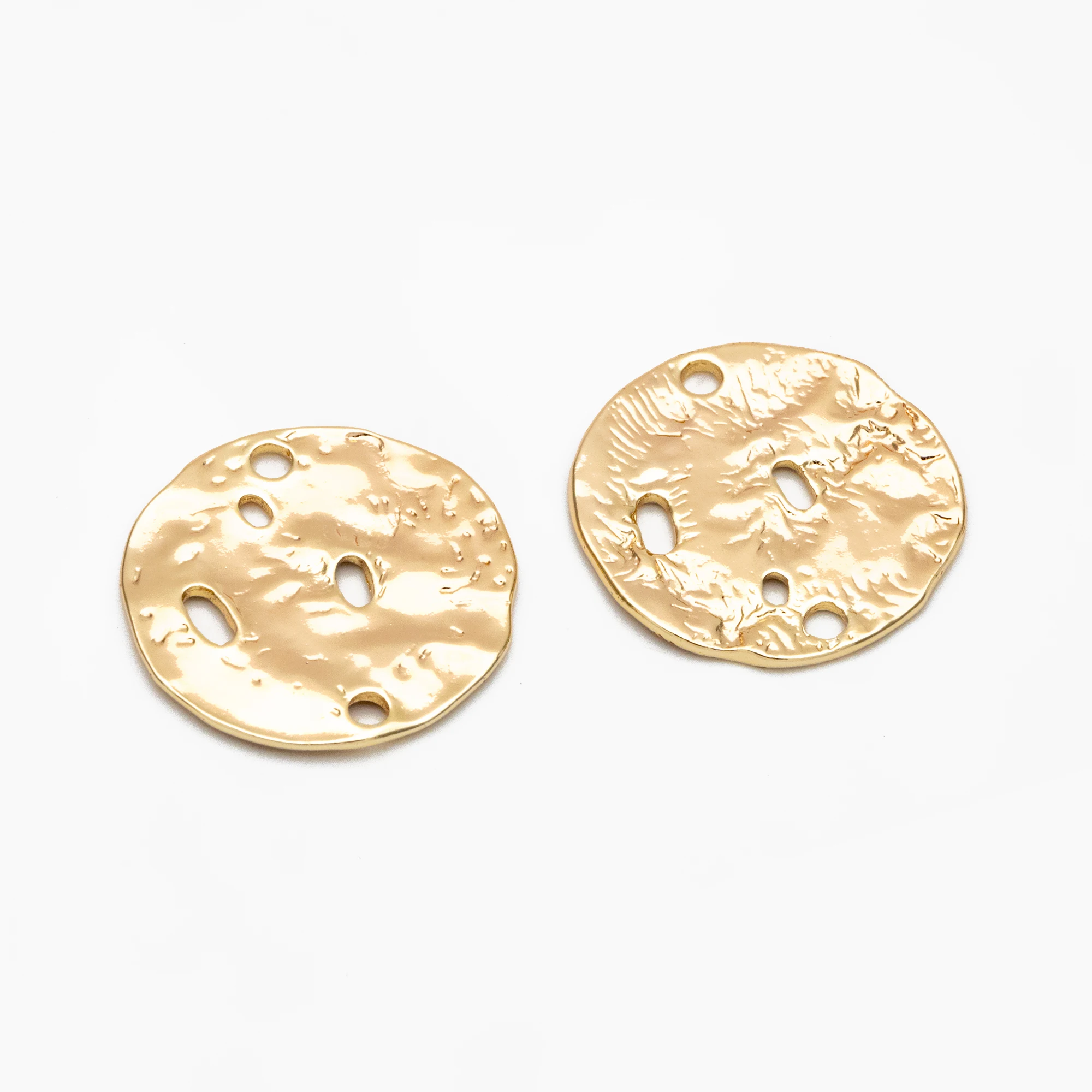 

10pcs Round Hammered Disc Connectors, Gold plated Brass Coin Disk Charms For Jewelry Making DIY Accessories Supplies (GB-4022)