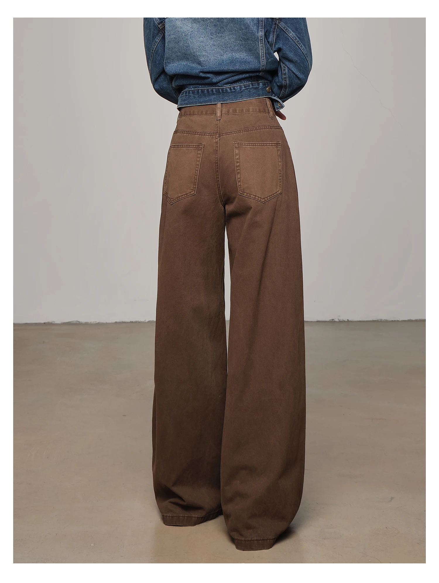 ZHISILAO-pantalones vaqueros de pierna ancha para mujer, Vaqueros de pierna ancha marrones, holgados, informales, Y2K, hasta el suelo, ropa de calle, Otoño Invierno 2025