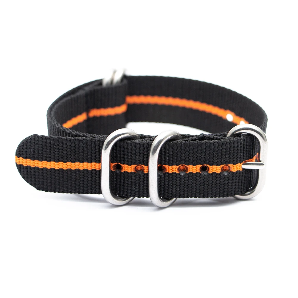 2 Black 1 orange Soft Breathable Nylon Strap Watch Replacement Belt 18mm 20mm 22mm 24mm  Sports WatchBand For Adjustable Buckle