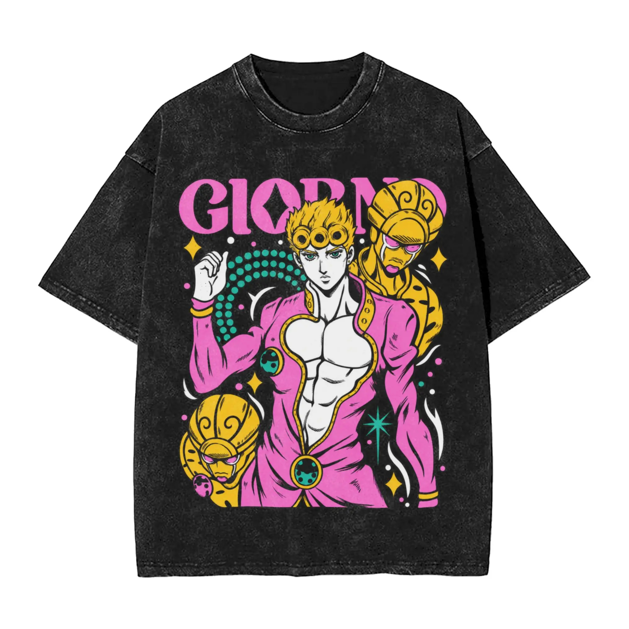 Men Jojo's Bizarre Adventure Giorno Giovanna Golden T-Shirts  Tops Summer Y2K Fun Short Sleeves T-Shirt O-Neck Hot Sale