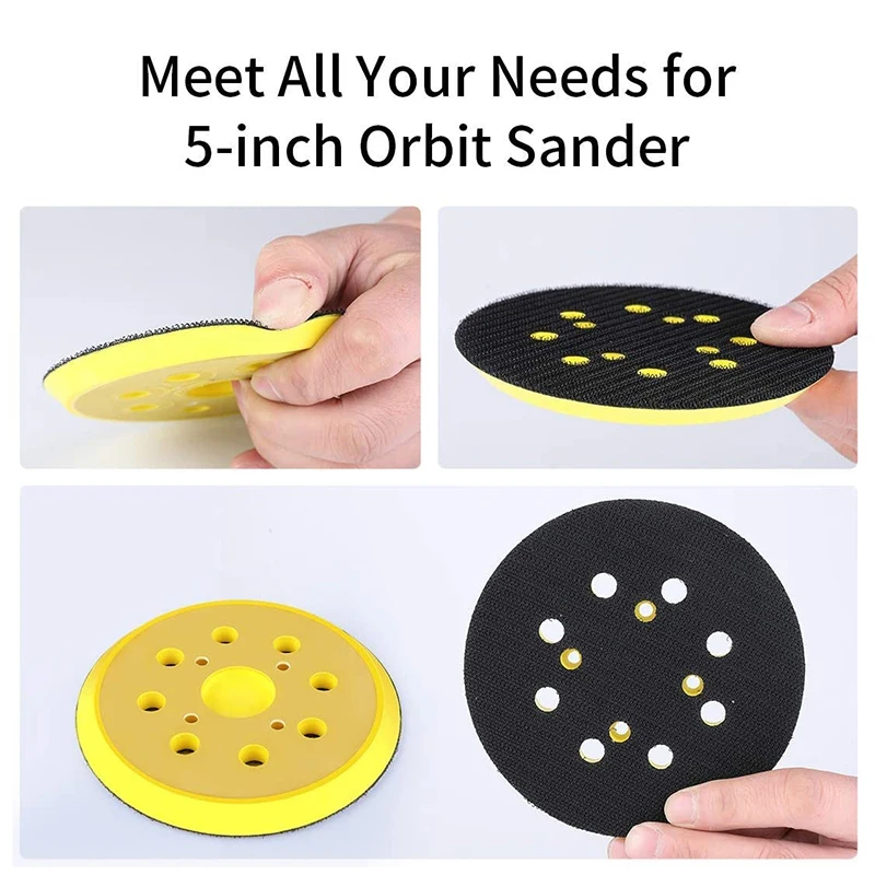 5 Inch 8 Holes Grinder Sandpaper Tray For Disc Grinder Backing Pad Hook And Loop 125mm Pneumatic Polishing Machine