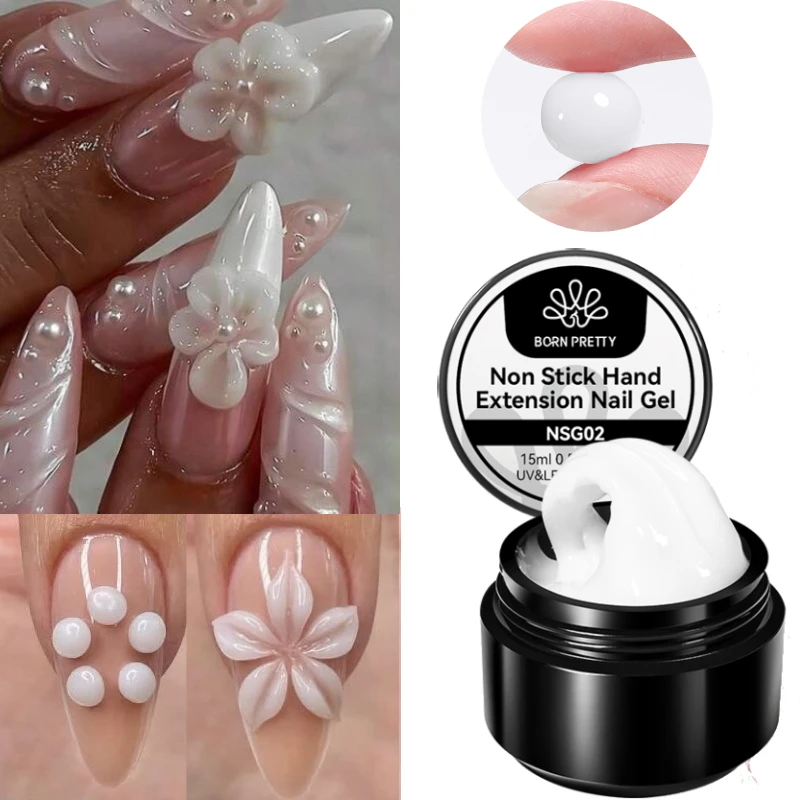 BORN PRETTY Milchweißes, nicht klebendes Handverlängerungs-Gel-Polish, 3D-Acryl-Formgel zum Modellieren, Schnitzen und Skulpturieren für Nagelkunst-Design