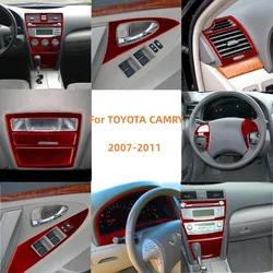 Red Carbon Fiber Decoration Stickers Car Interior Accessories For Toyota Camry 2007 2008 2009 2010 2011