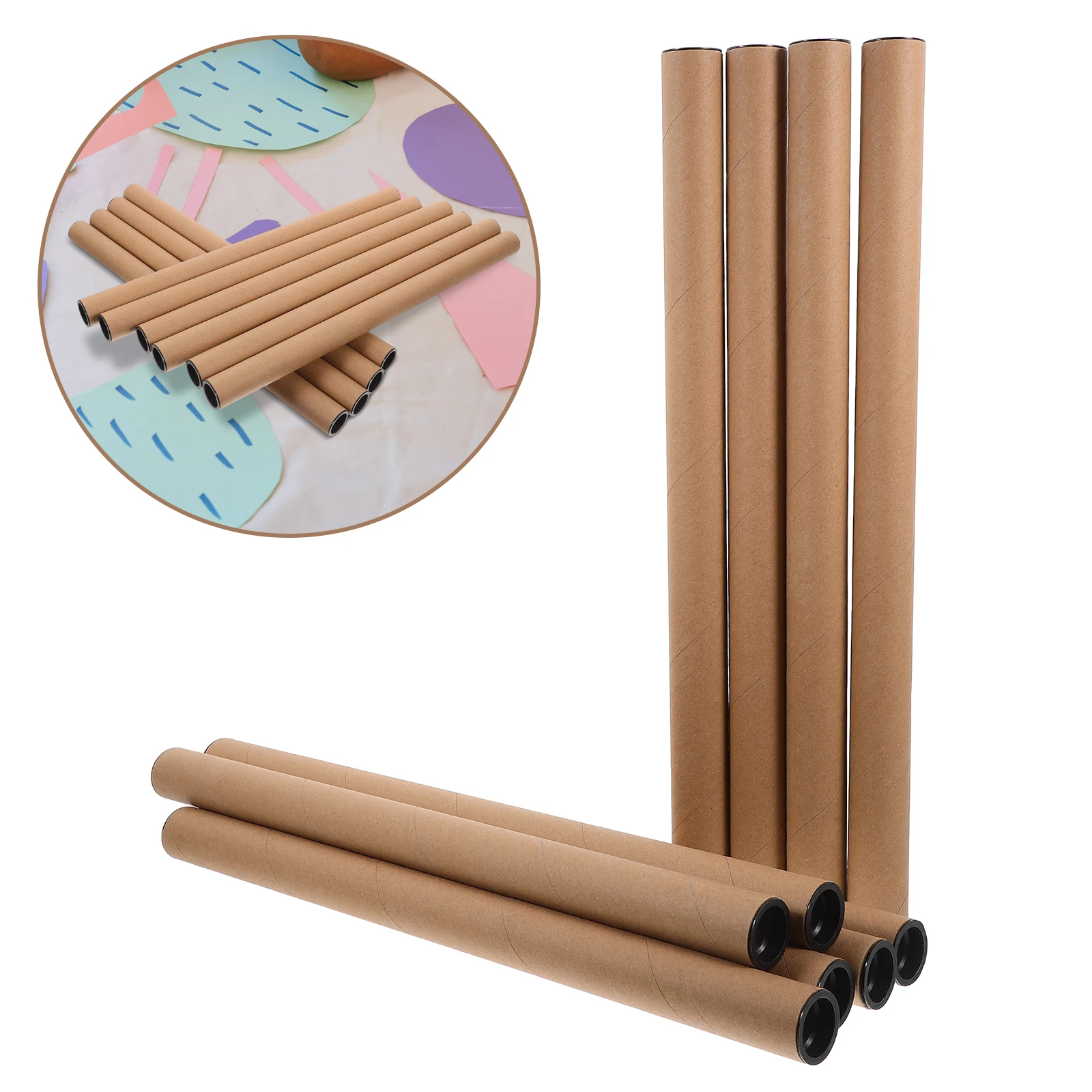 10Pcs Kraft Paper Mailing Tubes Poster Holder Tube Secure End Caps for Shipping Artwork Posters Storage Tube Mailing Tubes