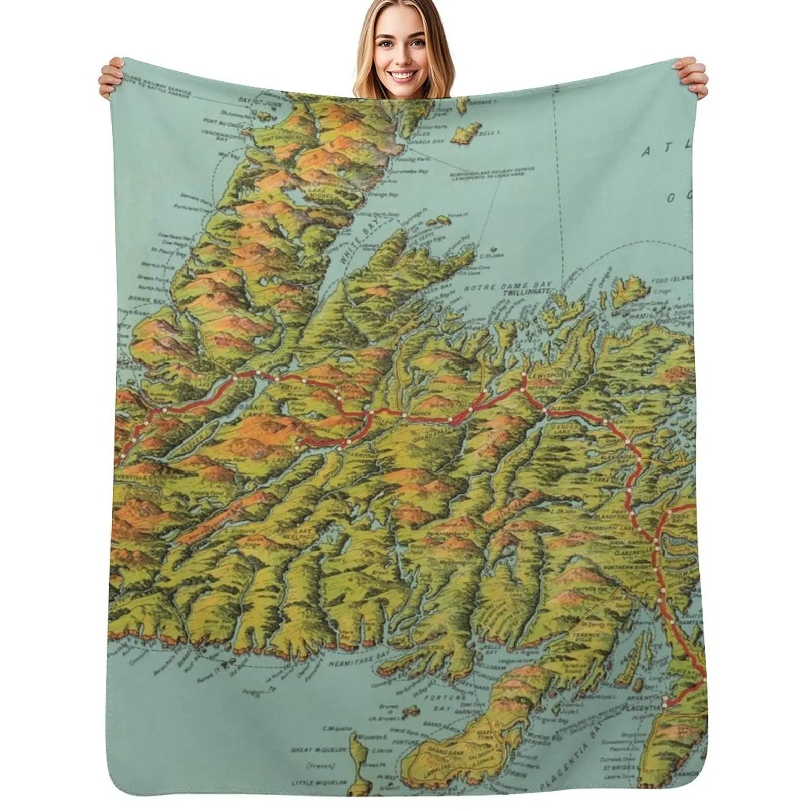 

1960 Vintage Map of Newfoundland Throw Blanket Shaggy christmas decoration Blankets For Baby For Baby Blanket