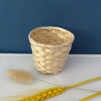 Handmade Bamboo Garden Flower Pot Straw Patchwork Wicker Rattan Seagrass Storage Nursery Pots Wicker Basket Organizer Planters