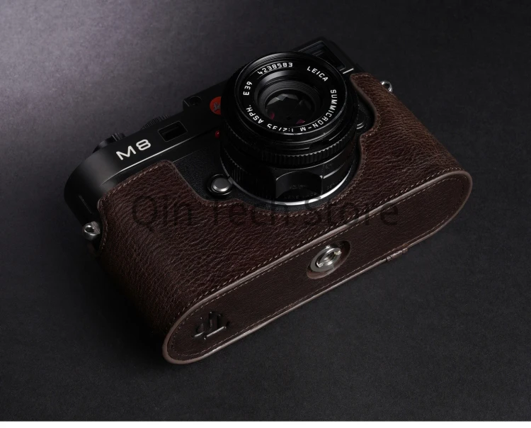 Casing Kotak Tubuh Tas Kulit Sapi Kulit Asli untuk LEICA M8 M9 M9P ME TYP220 Cangkang Pelindung Lengan Dasar Kamera Foto Pekerjaan Tangan
