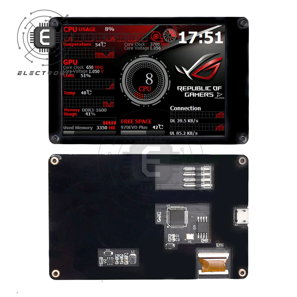 Màn Hình IPS 3.5 Inch USB Mini Máy Tính Màn Hình Phụ Máy Tính Màn Hình Cho Game Thủ USB DIY