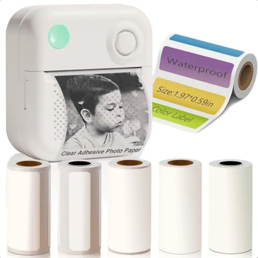 Etichettatrice hine con 6 nastri impermeabili Etichettatrice termica Mini stampante per etichette Bluetooth portatile con nastro trasparente per kit domestico