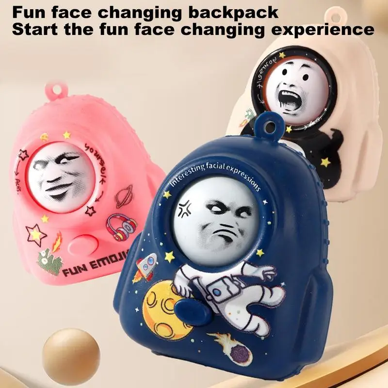 Funny Face Changing Keychain School Bag Shape Purse Pendant Trendy Funny Keyholder Bag Backpack Pendant Cartoon Key Ring For