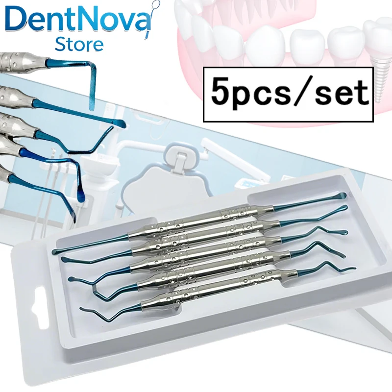 

5Pcs Dental Periotome Luxating Elevator Thin Surgical Stainless Steel Root Extraction Kit Periodontal Ligament Knife