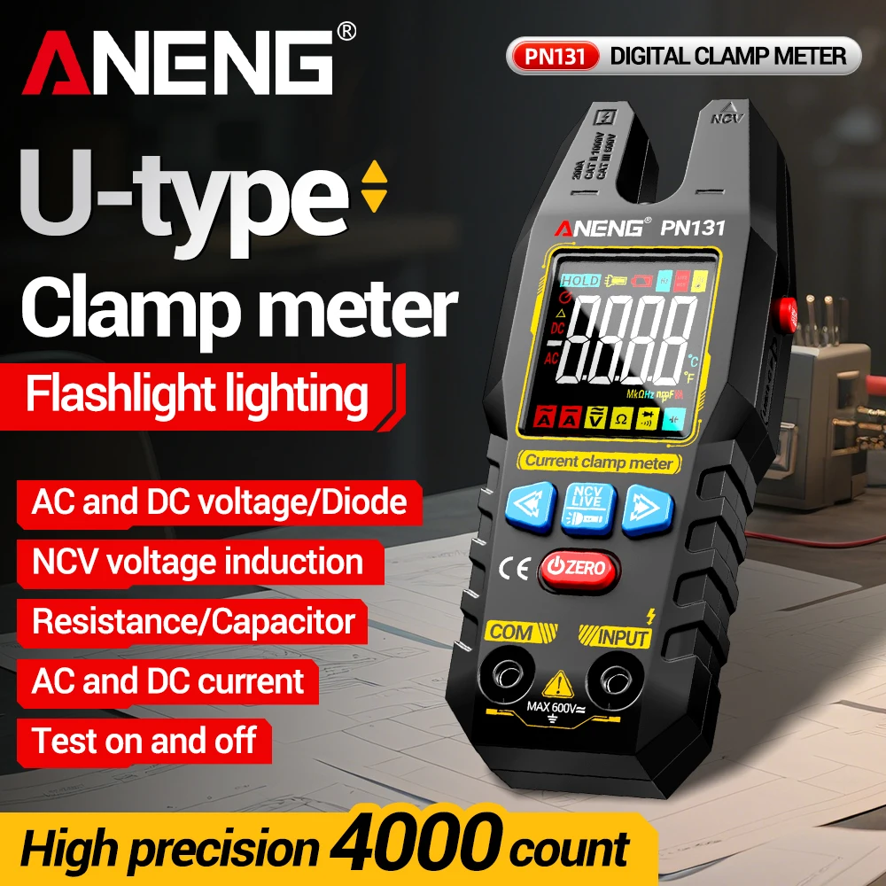 

Digital Clamp Meter ANENG PN131 Rechargeable 4000 Counts AC/DC Ammeter Auto Range Voltage NCV Tester Resistance Electrician Tool