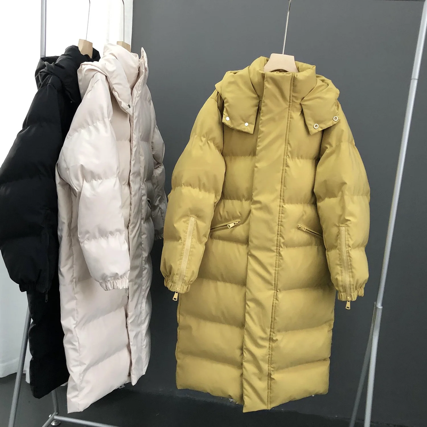 2022 autumn and winter new Korean down padded jacket loose and thick super long parker padded jacket