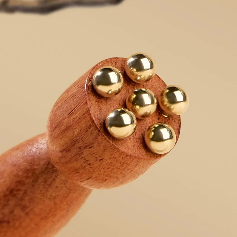 

1 Piece Lotus Seedpod Brass & Rosewood Facial Gua Sha Tool Eye Relaxation Spot Meridians Acupoint Massage Handheld