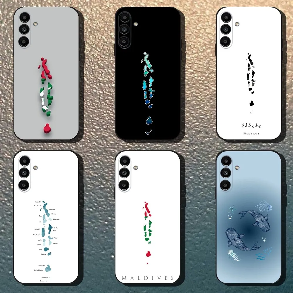 

MALDIVES Map Phone Case For Samsung Galaxy A13,A21s,A22,A31,A32,A52,A53,A71,A80,Soft Black Shell