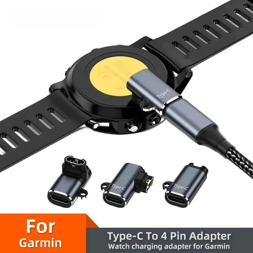 Type C USB Port To 4pin Charger Power Adapter Connector for Garmin Fenix 7/6/5/7X/6X/5X/Venu 2 Plus Watch Charging Converter