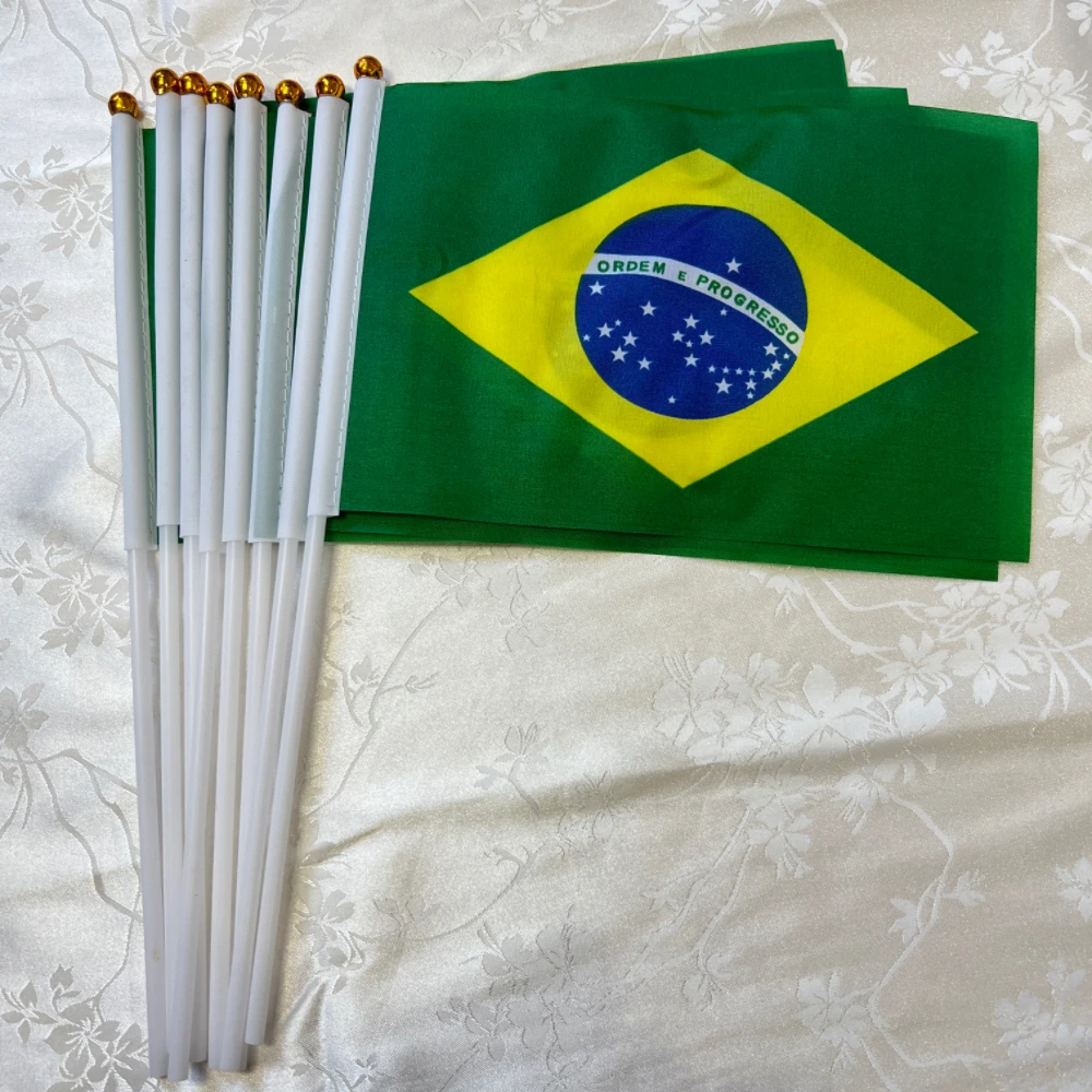 Brazil Hand Flag 14x21cm Polyester Print Brazil Flag Celebrating Football Fans Flag