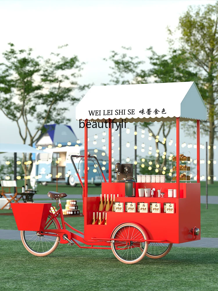 

Outdoor three-wheeled dining car mobile float shopping mall camping selling stall drinks coffee cart