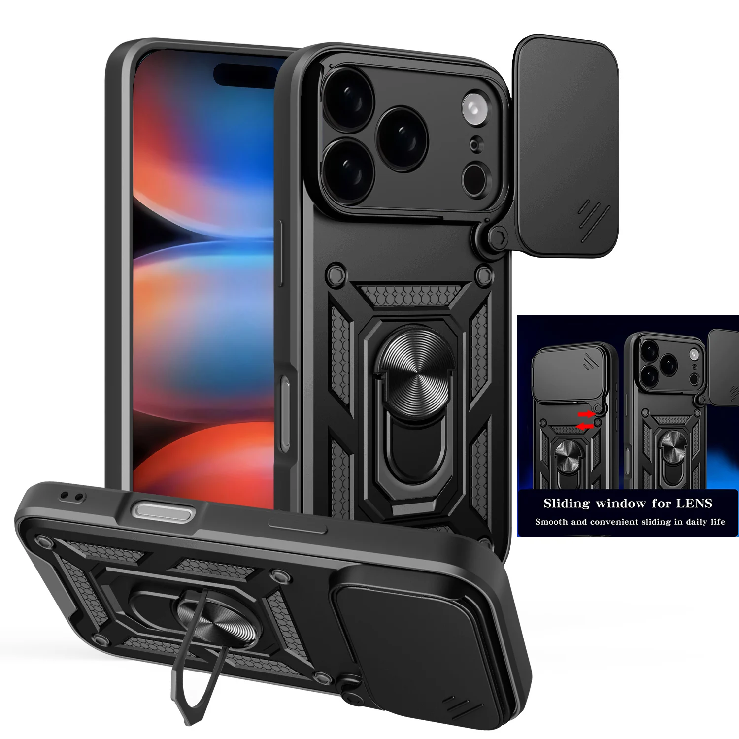 

Бронированный защитный чехол для iPhone 17 16 Pro Max с магнитным кольцом для iPhone 17 Air 16E, чехол для телефона с защитой камеры