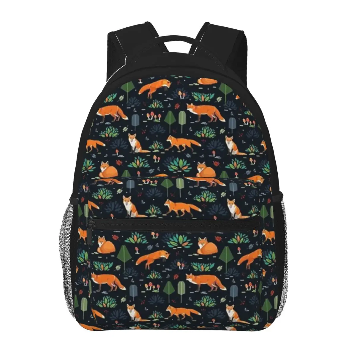 Mochila con patrón de zorros oscuros para niños, mochilas escolares para adolescentes, mochila para portátil de viaje, 16 pulgadas