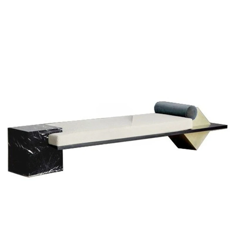 

Light luxury new designer marble living room sofa stool viewing stool overhead layer porch bench