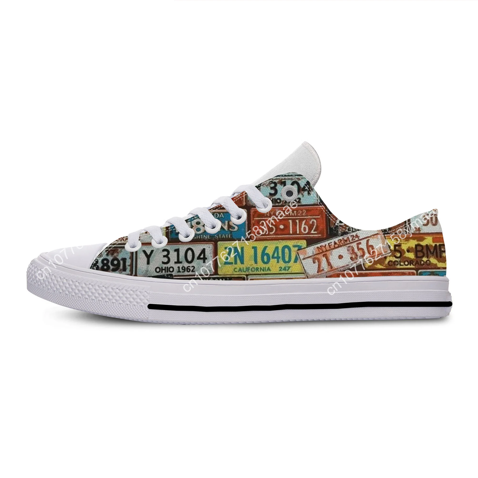 Hot Summer License Car Plate Number Vintage Fashion Lightweight Summer Classic Canvas Shoes Men Women Casual Breathable Sneakers
