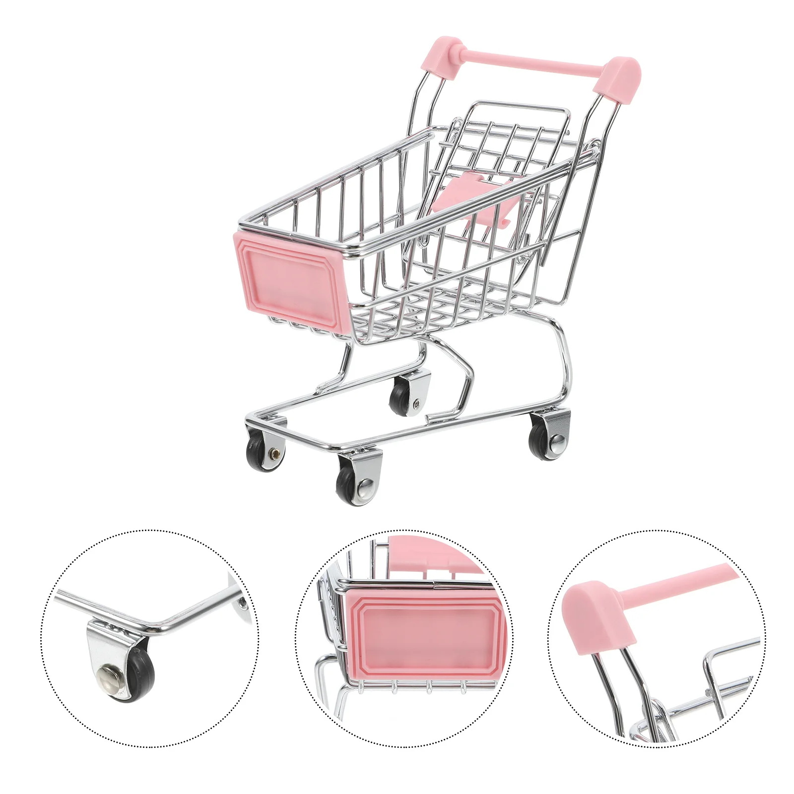 

Mini Shopping Cart Iron Wear-Resistant Realistic Design Compact Size For Mini House Decor Small Supermarket Cart Handcart