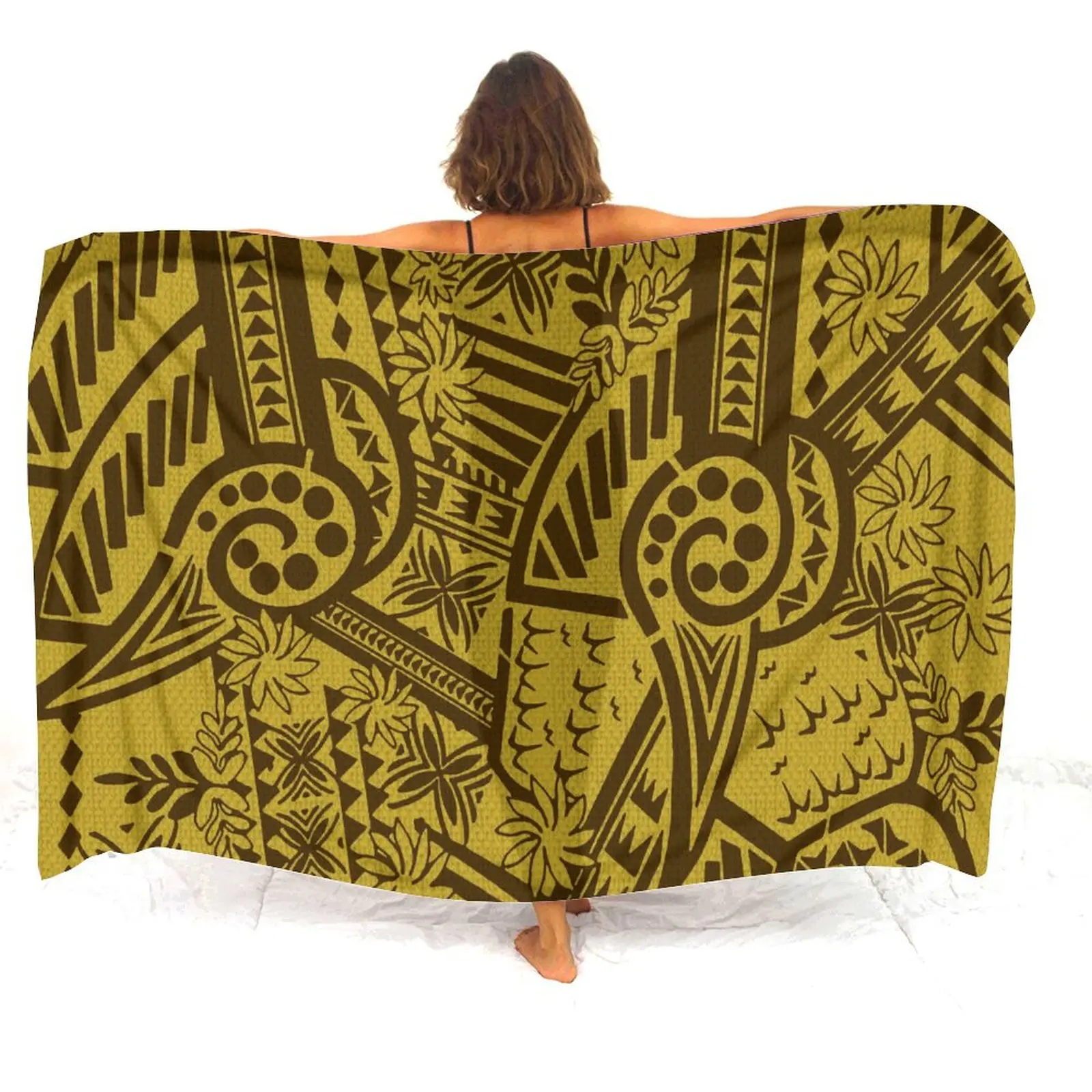 Hawaiian Beach Holiday Sarong Polynesian Tribal Print Samoa Party Apron Floral Print Women'S Sarong One-Piece Coat 2025 New