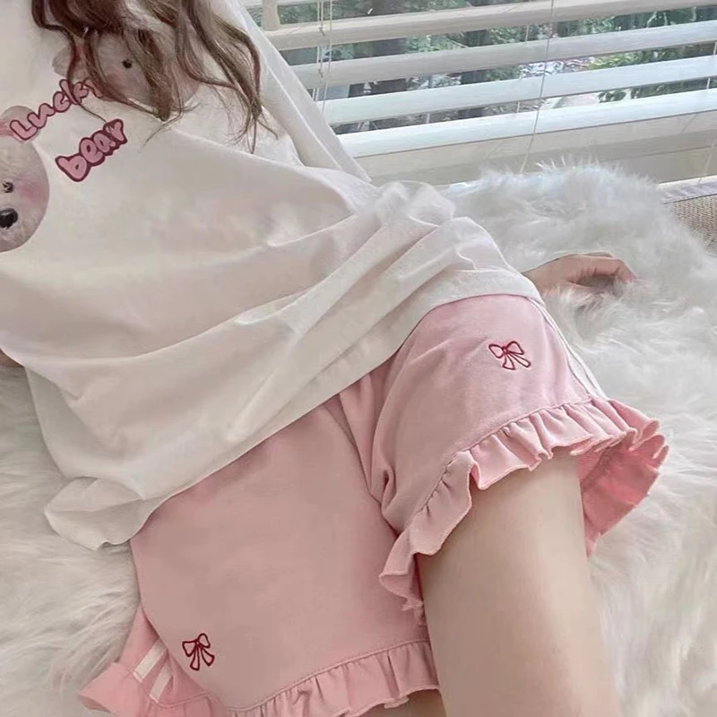 Fashion Women Sports Pants Japanese Casual High Waist Female Cute Shorts Elegant Students All Match Wide Leg Pants New