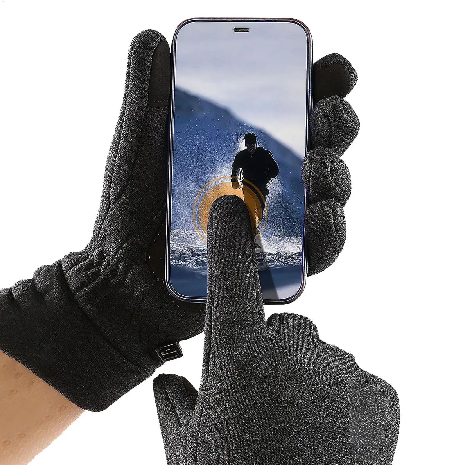 

Winter Gloves Men Windproof Touchscreen Non-Slip Palm Adults Thermal Gloves Cold Weather For Men Women Running Cycling Driving