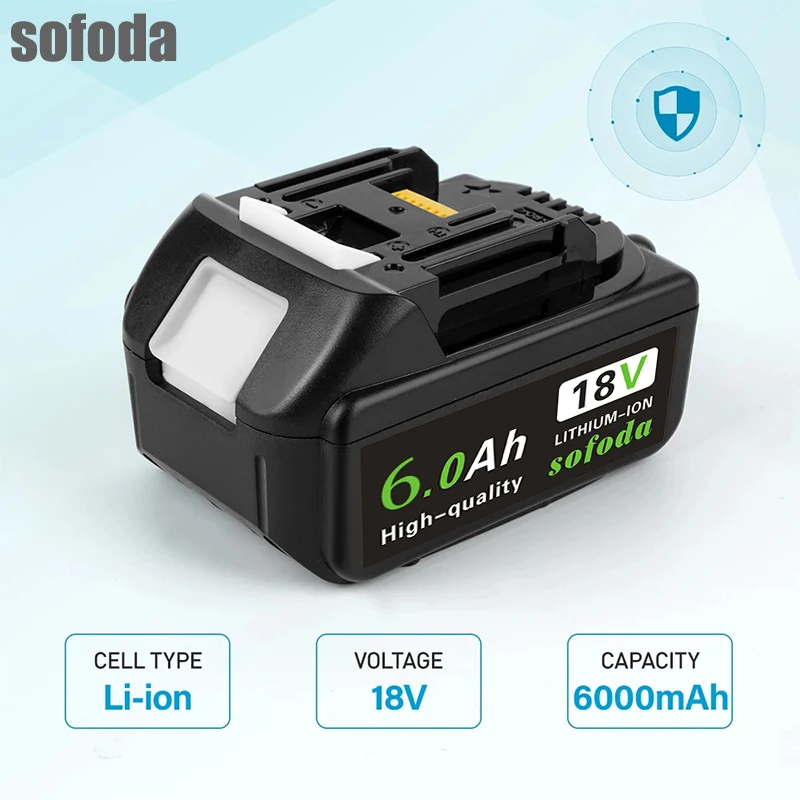 For Makita 18V 6000mAh Rechargeable Power Tools Battery with LED Li-ion Replacement LXT BL1860B BL1860 BL1850+2A Charger