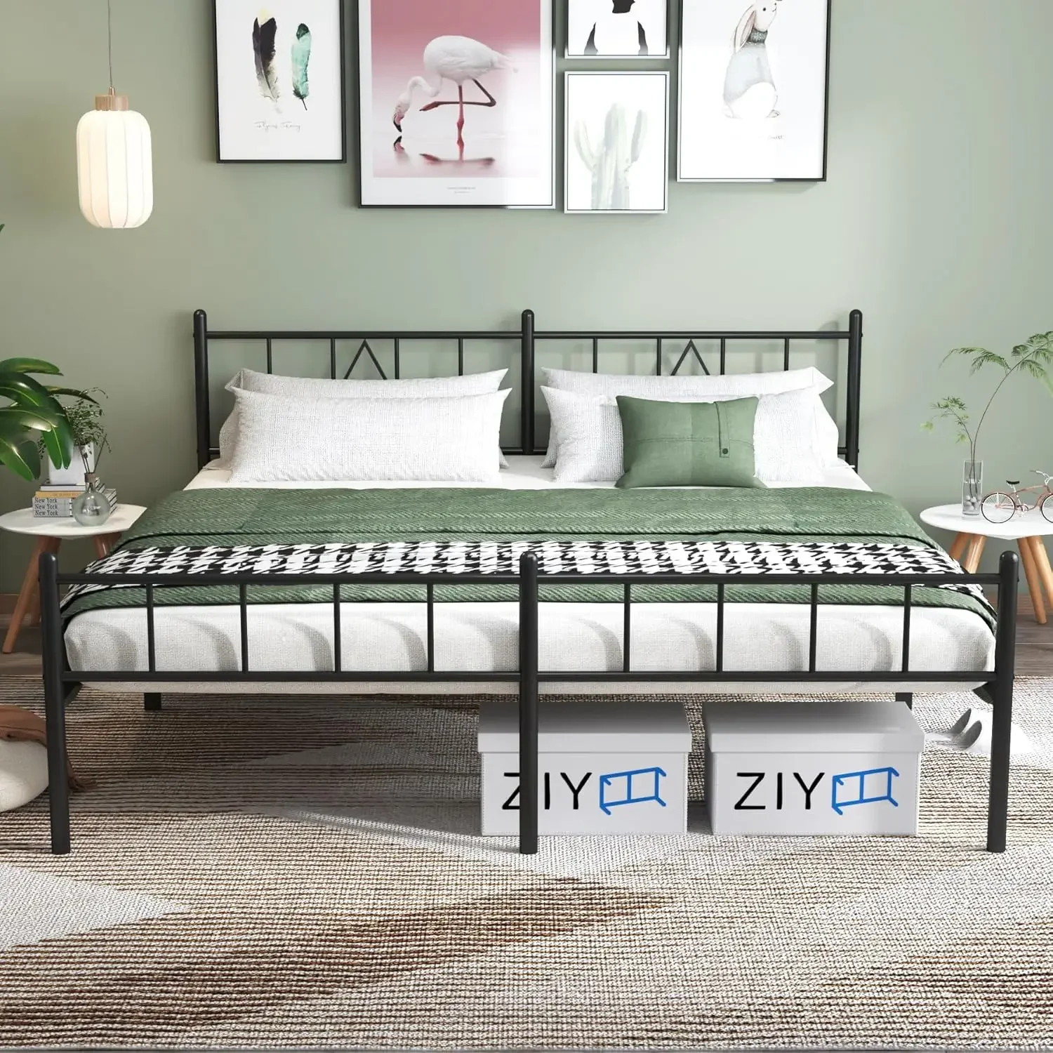 

14 Inch King Size Bed Frames with Headboard/Footboard, Under Bed Storage, Strong Metal Slats Support, No Box Spring Needed, Nois