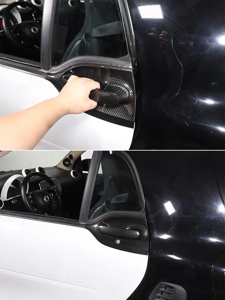 Für Mercedes Smart Fortwo Forfour 453 2016-2021 Kohlefaser Auto-Zubehör Außentürgriff+Türschüssel-Abdeckungsrahmen – Detail 3