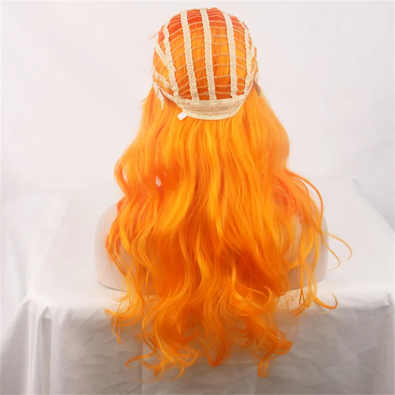 Dyed split full head set  large wavy long curly hair gradient wig whole top synthetic fiber high-temperature silk