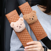 1pc Cute Cartoon Little Bear Car Seatbelt Cover Seat Belt Harness Cushion Auto Shoulder Strap Protector Pad for Children/ Kids