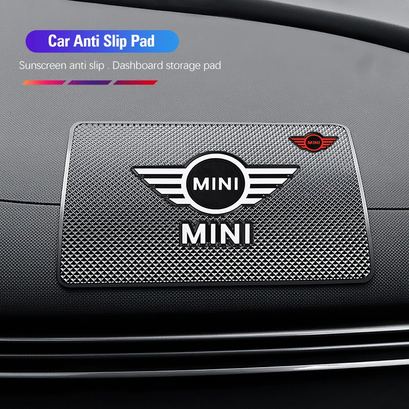 Alfombrilla antideslizante para salpicadero de coche, almohadilla de almacenamiento de llaves de teléfono, accesorios de coche para MINI Cooper R56 F56 R50 JCW Cabrio Aceman Countryman, funciona