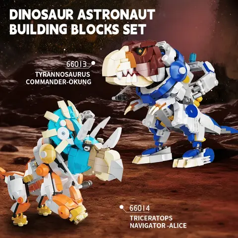 Juego de bloques de construcción de astronauta de dinosaurio, 443 piezas para mayores de 6 años, juguete espacial de comandante de tiranosaurio con regalo de cumpleaños móvil para niño
