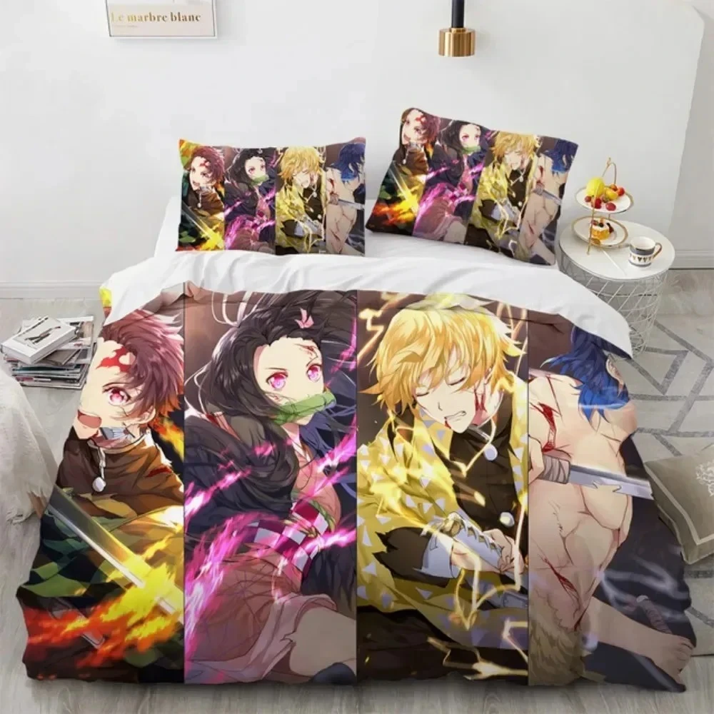 

2025 Hot Kamado Nezuko Bedding Sets Anime Demon Slayer Bedspread for Teens Girls Twin Single Queen King Size Duvet Cover Bedroom